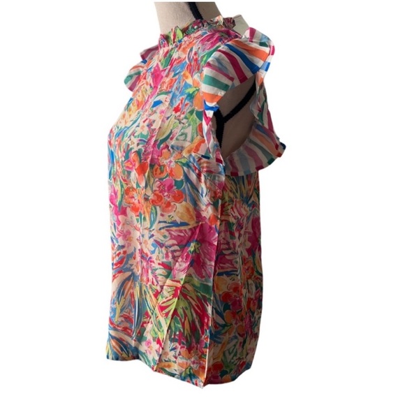 Flying Tomato Colorful Ruffle Floral Print Top Sizes Small-Large - Picture 8 of 12